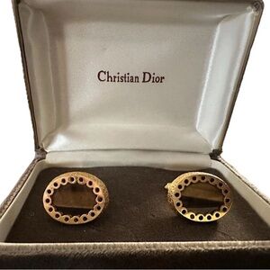 Vintage Christian Dior Tiger Eye Cuff Links Original Box